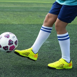 brooman Kids Turf Soccer Shoes Girls Boys Indoor Soccer Shoes (13,Lime)