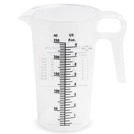 8oz 1 Cup Measure Pitcher with Convenient Conversion Chart– Food Grade - Great for Cooking, Home Hobbies, Aquariums, Pet Additives, Medical and Lab Chemicals with High Chemical Resistance by Turnah