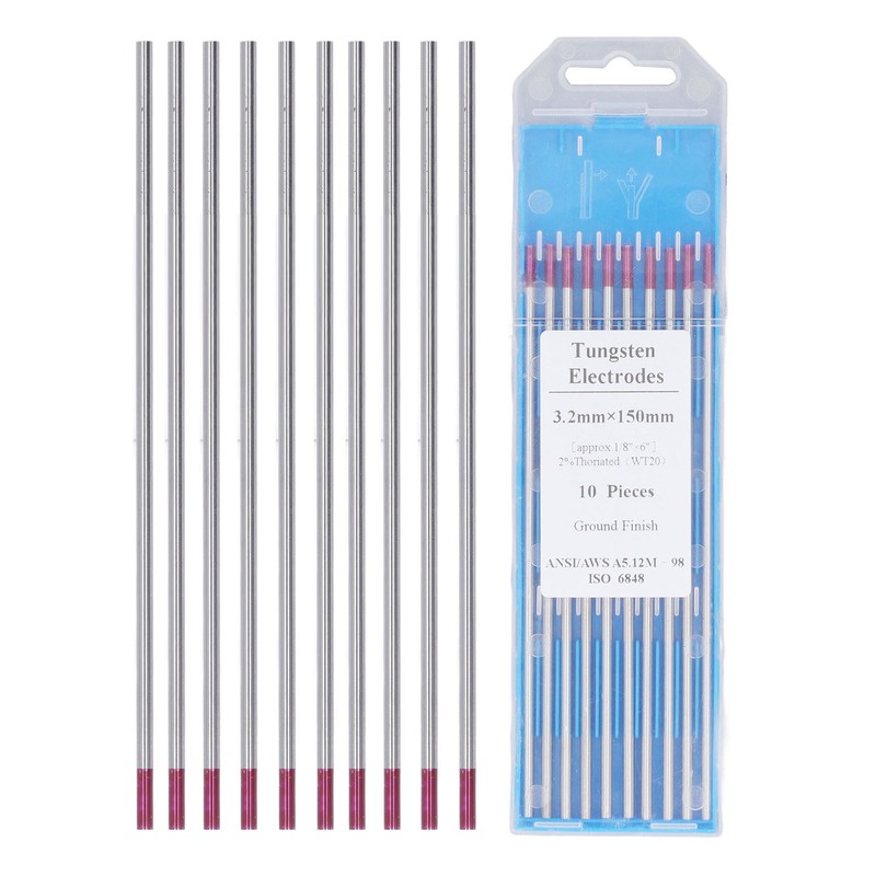 10PCS Set TIG Welding Tungsten Electrodes 1/8x6in Arc Welding Tungsten
