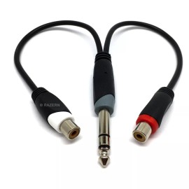 Philmore NEW 6 inch 1/4 stereo male TRS plug to 2 female RCA jacks audio Y splitter cable