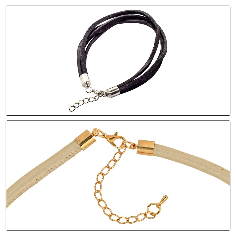 sourcing map 10Sets 8mm Leather Cord End Caps with Lobster