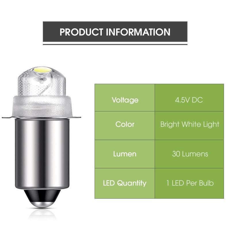 Honoson 3 Pieces Flashlight Bulb 55-Lumen 4.5 Volt LED Krypton