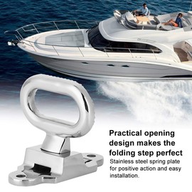 Ejoyous Folding Boat Mast Steps, Folding Boat Step Up Stainless Steel Foot Step Canal Boat Silver Polished, for Climbing High Places of Marine Yachts Safety Boat Hardware