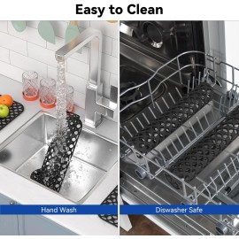 TOOVEM 2PCS Non-Slip Heat Resistant Silicone Sink Protector Mat, Side Drain