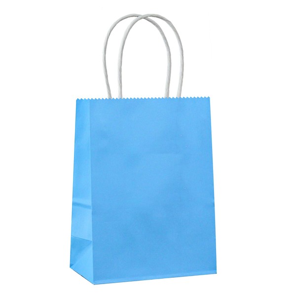 ADIDO EVA 25 PCS X-Small Gift Bags Blue Kraft Paper Bags with Handles for Party Favors (5.9 x 4.3 x 2.4 In)