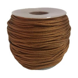 Y-Axis Roll of 60 Yards 2.0mm Light Brown (Bronze) Braided Nylon Lift Shade Cord with 6 Pack Brown Wood Cord Knobs + Soft Tape