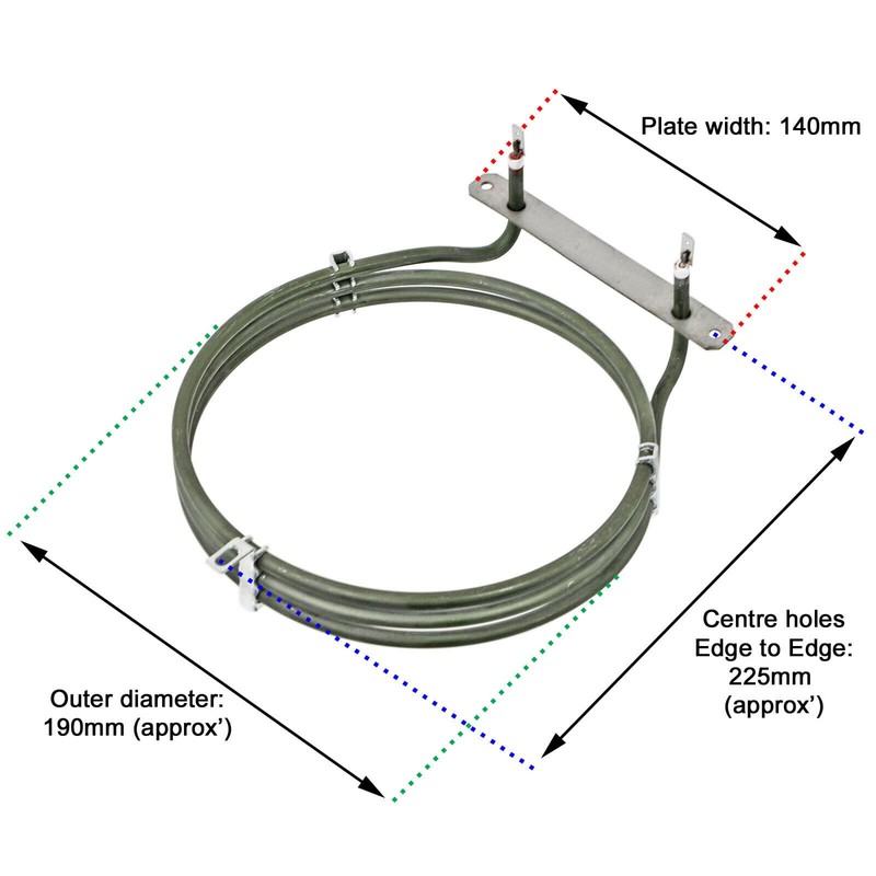 SPARES2GO Heater Element for Zanussi Fan Oven/Cookers (2500w) - Fitment