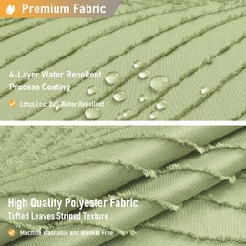 BTTN Extra Long Shower Curtain - 72x96 Boho Tufted Leaves Textured Striped Tassel Shower Curtain Set with 12 Hook, Modern Farmhouse Minimalist Vintage Aesthetic Shower Curtain for bathroom, Sage Green