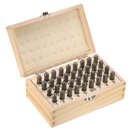 HARFINGTON 36pcs Metal Stamping Kit 3/16" (5mm) Steel Uppercase Letter and Number Punch Set (A-Z / 0-8 / "&" Symbol) Sandblasting Punch Press Tool for Imprinting Metal Plastic Wood Leather