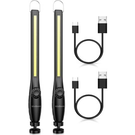 NileBoom LED Work Light, 800 Lumens Rechargeable COB Work Light with Power Capacity Indicator, Magnetic Base& Hook, 360°Swivel, for Car Repair, Home, Garage, Emergency and Outdoor (2 PACK)