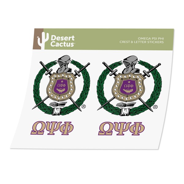 Omega Psi Phi Crest 2-Pack Stickers Greek Letter Decal for