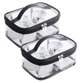 Toiletry Bag Transparent, Pack of 2 Toiletry Bags, Transparent, PVC Transparent Cosmetic Bag, Large Waterproof Transparent Cosmetic Bag, Suitable for Travel Storage, transparent, leisure