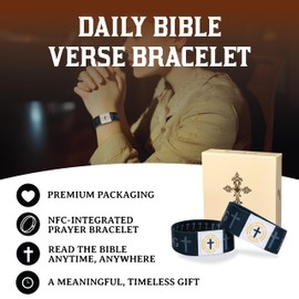 1 PCS Daily Bible Verse Bracelet, NFC Bracelet, Wearable Bible Bracelet, Christian Daily Bible Verse Bracelet, Scripture Bracelets, Christian Gifts For Women, Men, Mom, Dad, Religious Gifts For Women