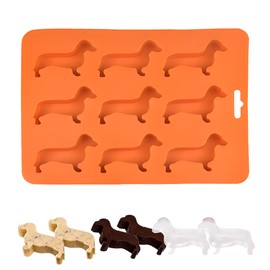 JAWUZ 1 Stück Dackel Eiswürfelform,Orange Eiswürfelform Hund,Eiswürfelform Silikon, Eiswürfelschale Süße Dackel,Dackel Geschenke,Cute Accessories(16 * 22Cm)