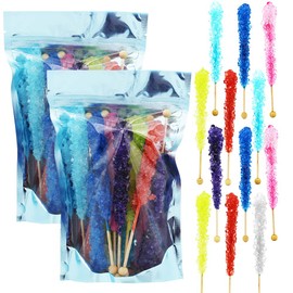 Rock Candy Lollipops Pops Candy Suckers, Variety Color Assortment, Individually Wrapped, 6.5" (24-Pack)