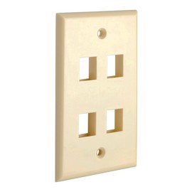 Cmple - 4 Port Keystone Wall Plate 1 Gang Wall Plate with Standard Size Ethernet Wall Plate Keystone Jack Insert Wall Plates - Ivory