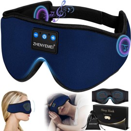 ZHENYEMEI Bluetooth Sleep Mask Headphones 5.4 Headband Sleeping Wireless Music Earbuds for Women Men, Eye Mask Earphones for Travel/Nap, Built-in HD Speakers Cool Gadgets Unique Gifts (Cyan)