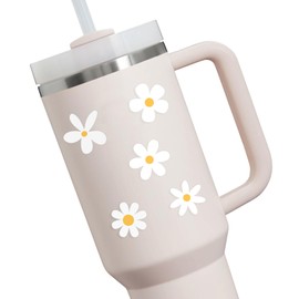 Set of 70, Little Daisies Stickers, Cute Flower Stickers, Laptop Stickers, Water Bottle Stickers, Phone Flower Sticker, Aesthetic Stickers, Vinyl Stickers Daisy Sticker Pack, 1 inches (White)