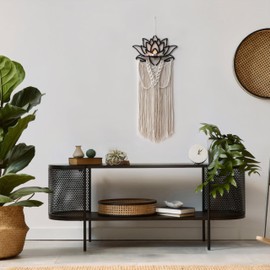 Artilady Macrame Wall Hanging Lotus Dream Catcher Boho Wall Decor Macrame Wall Art for Bedroom Living Room Bathroom Lotus Wall Decor for Aroma Candle Photo Frames Plant