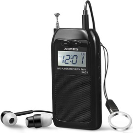 ZHIWHIS Portable Radio,FM AM SW Transistor Radio Stereo LCD Digital Display Pocket Walkmen Radio MP3 WAV Player Support TF Card Rechargeable with Shutdown Memory