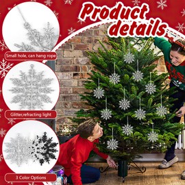 Silver Christmas Decorations, Silver Tree Decorations, Christmas Tree Decorations Silver Christmas Ornaments, Silver and White Christmas Tree Decorations Silver Snowflake Baubles for Xmas
