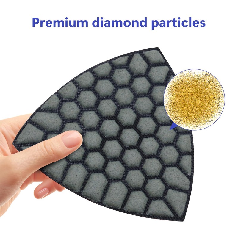Diamond Triangle Polishing Pad, 80mm Resin Bond Hook and Loop
