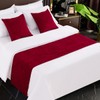 AMBERIS Bed Runner Red, Chenille Soft No Fading Modern Bed