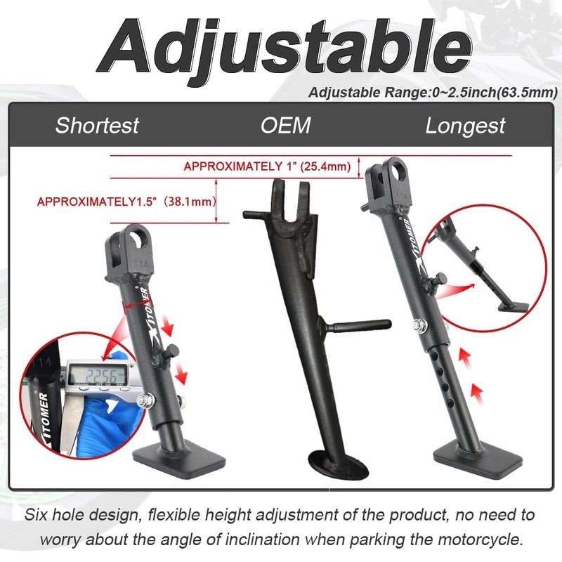 Xitomer 0-2.5'' Adjustable Sidestand Kickstand for Z900RS ZR900, 2018-2026