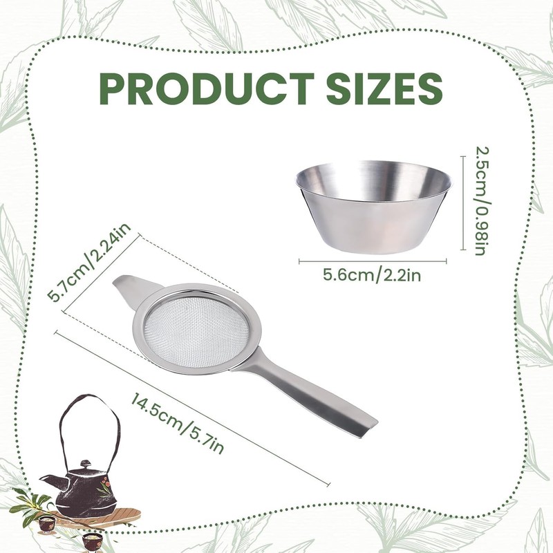 Stainless Steel Tea Filter with Drip Bowl – Fine Mesh