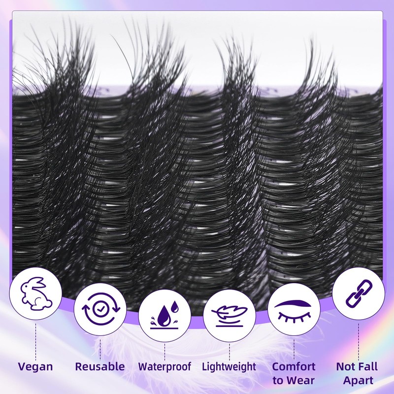 B&Q Lash Clusters Fluffy Wispy Voluminous - 144 PCS Feath5D