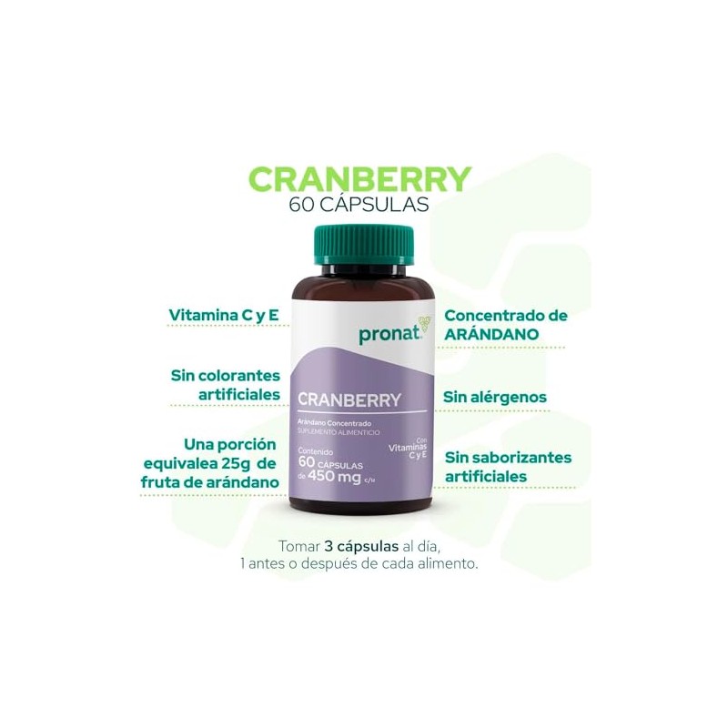 PRONAT | Cranberry Concentrado de Arándano, Suplemento Alimenticio, con Vitamina