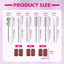 6Pcs/2Sets Nail Drill Bit Set, Nail Art Tools Set for Acrylic, Gel Nails, Manicure & Pedicure, Nail Drill Bits and Sanding Bands #80#120#180 for Nail Salons & Beauty (COLOR:as shown)