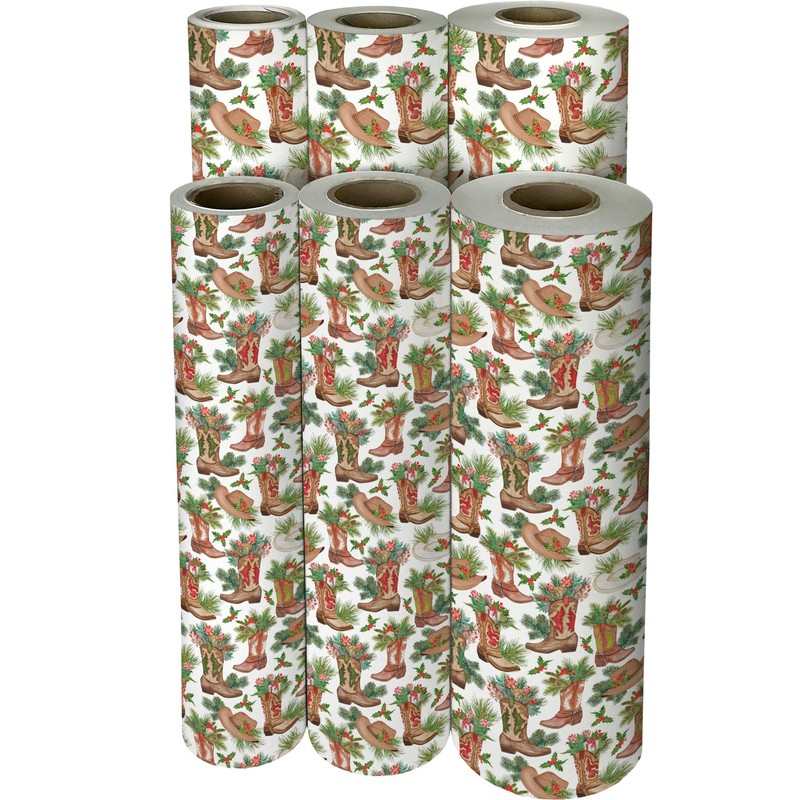 Jillson Roberts Christmas Bulk Gift Wrap, Western Holiday, Quarter Ream