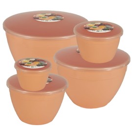 Just Pudding Basins Peach Shaped Space Saving Plastic Steam Pudding Bowls & Lids Set - 5 Popular Sizes Up To 3.4 Oz