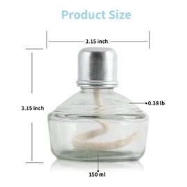 Annhua Alcohol Burner Lamp 150ml Glass Bunsen Burners with Cotton Wick and Metal Cap, Portable Lab Equipment Heating Bottle for Science Experiments, Household and Camping