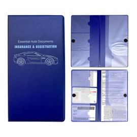 Dickno Car Registration and Insurance Holder, 10.39''×9.56'' Essential Auto Card Document Glove Box Organizer with Closure, Universal Car Interior Accessories (Blue, Large Car)
