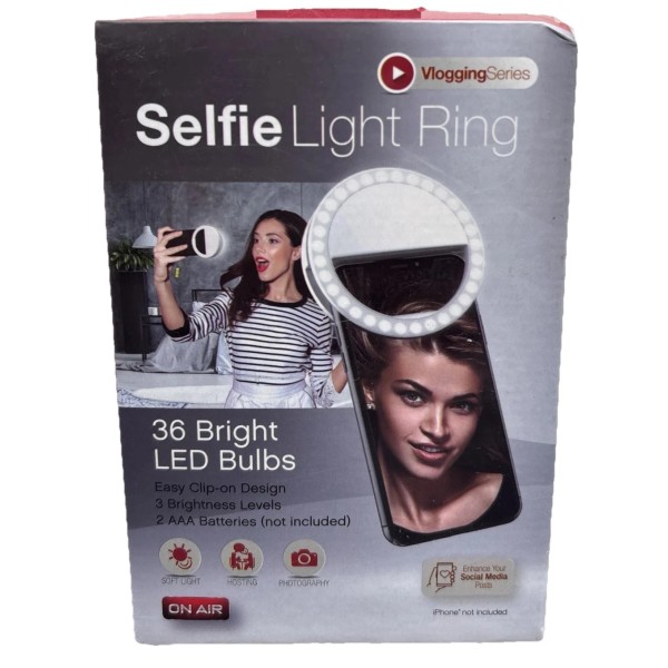 ON AIR Selfie Light Ring, Clip-on, 36 Bright LED Bulbs,