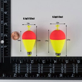 Alwonder Weighted Bobbers for Fishing 10PCS, Pear Shape Fishing Bobbers EVA Foam Oval Weighted Snap-on Floats, Fishing Corks Floaters Buoys for Crappie Bass Panfish Bluegills Trout M Red&While