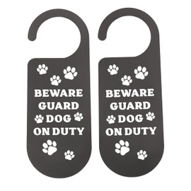 CENWA 2PCS Beware of Dog Door Sign Beware Guard Dog On Duty Door Sign Dog Warning Signs (DOG ON DUTY)