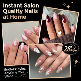 Short Almond Nail Tips: 504pcs Tri-Layer Core Soft Gel Nail Tips, Pre-Etched Short Fake Nails, 12 Sizes Half Matte Full Cover Clear Press on Nails Extension DIY Home for Flat & Natural Nail Beds