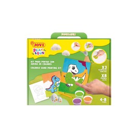 Jovi - Play&Fun Set for Painting with Coloured Sand, 8 Sand Tins and Dinosaur Painting Films, Gifts and Crafts for Girls and Boys from 3 Years (2106)