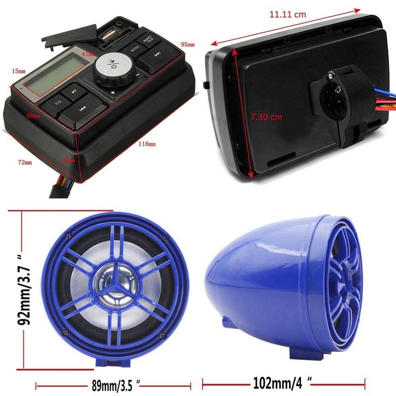 12V Radio 3 inch Motorcycle ATV UTV Golf Cart Waterproof