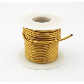Glory Qin - Cuerda de piel para joyería, redonda, suave, cordón de piel genuino, Dorado, 1.5 mm, 1