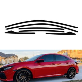 Xotic Tech Chrome Delete Blackout Vinyl Overlay Car Door Window Edge Trim Sticker Accessories Compatible with Honda Civic Sedan 2016-2021 (Diamond Flash Black)