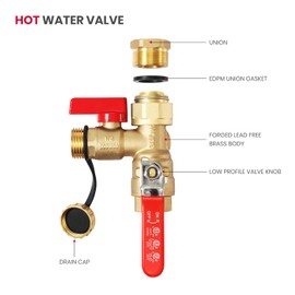 GASLAND 3/4 Inch IPS Isolator Tankless Water Heater Service Valve Kit, with Pressure Relief Valve, Clean Brass Construction