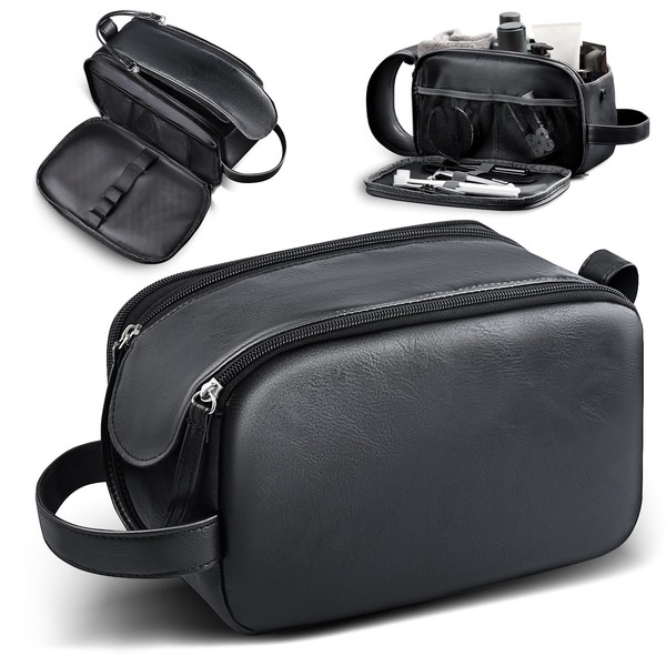HOTOR Travel Toiletry Bag for Men - Leather Water Resistant
