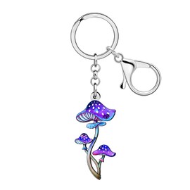 NEWEI Acrylic Cute Mushroom Keychain Key Ring for Women Girls Car Keys Wallet Backpack Natural Mushroom Gifts Accessories (Purple)