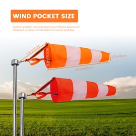 2Pcs Hanging Reflective Windsock Flags for Outside Rip Stop Airport Windsocks Measurement Sock Bag Orange Wind Socks Outdoor Heavy Duty 24in Wind Direction Indicators for Yard (B)