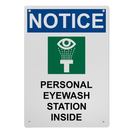 OSHA Personal Eyewash Station Sign, 8.5 x 11 in" OSHA Compliant First Aid Sign, Weatherproof Plastic, UV resistant & Easy-to-Read Signage