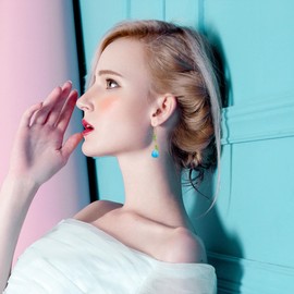 Chanaiqw Tulip Long Flower Earrings for Women Earrings Flower Tassel Earrings Statement Flower Dangle Earrings Floral Earrings for Women (Lake Blue)